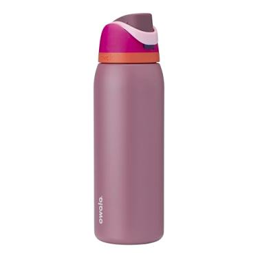Imagem de Owala Garrafa de água de aço inoxidável isolada FreeSip com canudo para esportes, viagens e escola, garrafa de água esportiva sem BPA, 1,134 g, joia da coroa