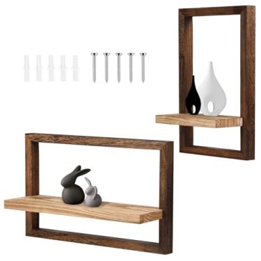 Imagem de Prateleiras flutuantes montadas na parede, prateleira suspensa emoldurada para parede, conjunto de 2, prateleira pequena decorativa moderna para decoração de parede, prateleiras flutuantes para quarto