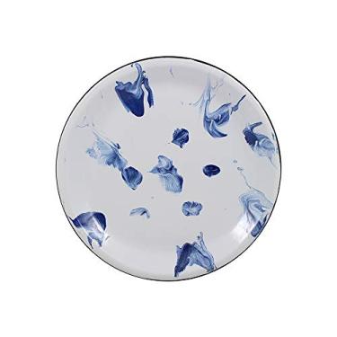 Imagem de Prato Raso 26 Esmaltado Marmorizado Azul - 700 ml - Ewel