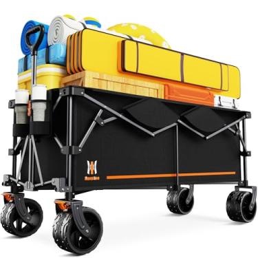 Imagem de Navatiee Carrinhos dobráveis extralongos de 122 cm, dobrável, carroça de praia dobrável resistente de 199 kg com rodas grandes para todos os terrenos, carrinhos utilitários de jardim com capacidade de