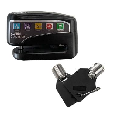 Imagem de Cadeado Disco Com Alarme Anti Furto Roubo Proteção Pino 5.5Mm Com Chave Importado 1º Linha Spec  Qualidade Robusta