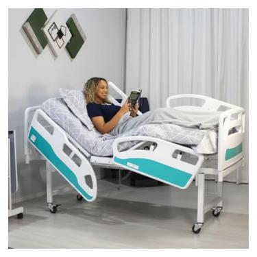 Imagem de Cama Hospitalar Motorizada com 4 Grades Laterais – Controle Remoto, Estrutura Reforçada, Leito Articulado, Rodízios com Freio – Suporta até 150kg – Uso Clínico e Domiciliar
