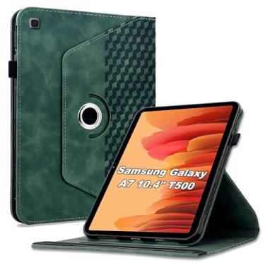 Imagem de Varohix Capa para Samsung Galaxy Tab A7 10,4 polegadas 2020 (SM-T500/T505/T507), capa protetora de couro PU com rotação de 360 graus com hibernar/despertar automático, suporte para cartão e alça de