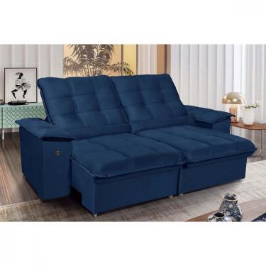 Imagem de Sofá 3 Lugares Retrátil Reclinável 200cm com USB Veludo Canadá Requinte