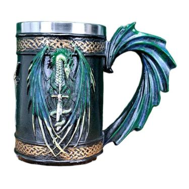 Imagem de Caneca Medieval Viking 3D Dragão Na Espada Decoração Casa Bar