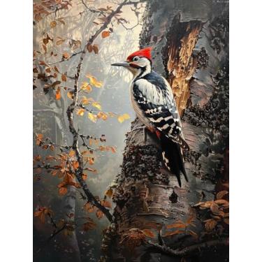 Imagem de Kit de pintura de pica-pau no tronco de árvore, faça você mesmo, kits de pintura de diamante 5D para adultos, fácil para iniciantes, redondo, broca completa, pintura de diamante, pedras preciosas