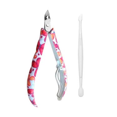 Imagem de Kit Alicate para Cutícula + Espátula Dupla Mundial Style Borboleta Cores Ref: 758