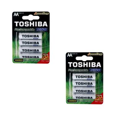 Imagem de Kit 8 Pilhas Recarregáveis AA Toshiba TNH6GAE 1,2v 2600mAh (2 cartelas com 4 UND)