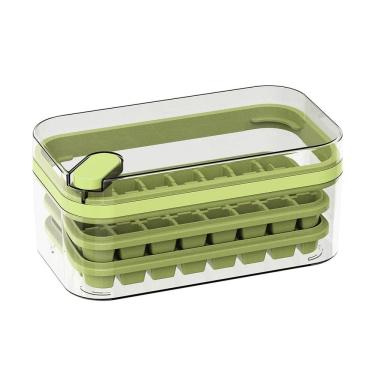 Imagem de Forma De Gelo 64 Cubos Camada Dupla Recipiente Bandeja Cor:Verde