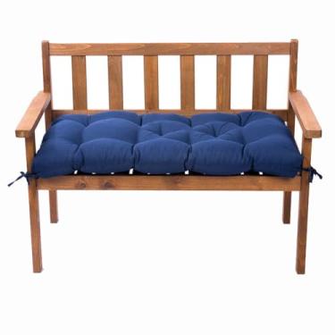 Imagem de lihtsofty Almofada de banco de jardim ao ar livre, almofada de assento adornada para móveis de pátio, balanço interno e externo, azul