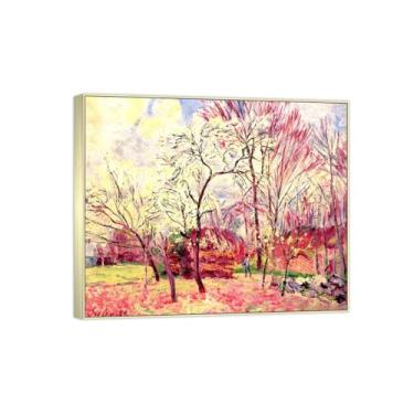 Imagem de Impressão em tela famosa pintura paisagem arte de parede - primeiro dia da primavera - pôster moldura prata para decoração de casa 70 x 85 cm 27 x 33 pol