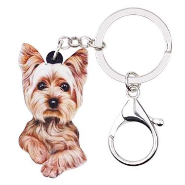 Imagem de WEVENI Chaveiro Yorkshire Terrier acrílico para cães Yorkie acessórios para mulheres meninas bolsa berloques joias presentes, Multicolorido., W2L2, Chaveiro com tema animal