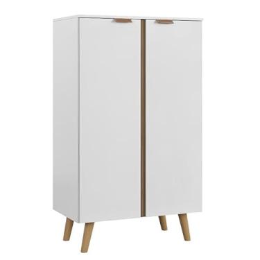 Imagem de Sapateira Armário Multiuso com Prateleiras Organizador para Hall e Entrada Tênis Sapato(Branco/Freijó)