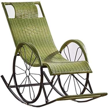 Imagem de Espreguiçadeira reclinável leve e relaxante, reclinável para jardim, pátio, gramado, deck de praia relaxante, balanço com apoio para os pés e apoio de cabeça em verde