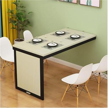 Imagem de Mesa de jantar dobrável montada na parede para pequenos espaços, mesa dobrável multifuncional montada na parede, escritório em casa, mesa de cozinha dobrável para escritório, quarto, cozinha