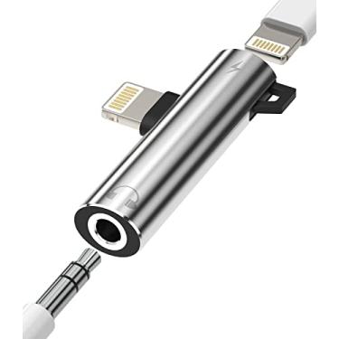 Imagem de Kefiany Adaptador de fone de ouvido Lightning para 3,5 mm compatível com iPhone divisor de áudio e carregador Dongle Jack AUX 2 em 1 cabo adaptador para fone de ouvido 13 12 11 Pro Max Mini XS SE 7 X
