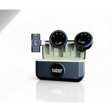 Imagem de Microfone de Lapela Sem Fio Tipo-C Duplo com Case de Recarga | Compatível com iPhone 15/16, Android USB-C Notebook | Cancelamento de Ruído Inteligente | Ideal para TikTok, Podcast Aulas Online(Preto