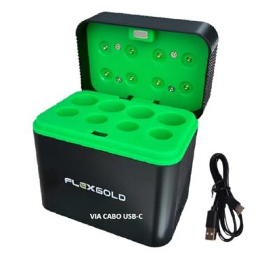 Imagem de Carregador de Pilhas AA AAA Flexgold Tipo Caixa para Pilhas Recarregáveis com 8 Slots via Cabo USB-C FX-C23