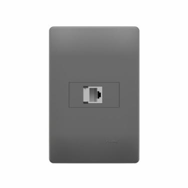 Imagem de Conjunto Tomada Telefone 4x2” Com Conector RJ11 4 VIAS Habitat Onix - FAME