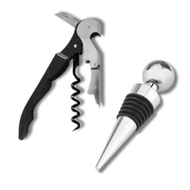 Imagem de Kit Acessórios para Vinho - Abridor de Vinho com Saca-Rolhas e Tampa Vedante