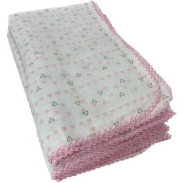 Imagem de Kit Com 3 Toalha Fralda Cremer 70x120cm Com Croche, Rosa