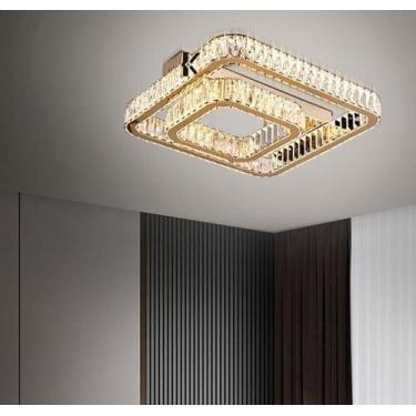 Imagem de Paflon Dourado Quadrado 50x50 cm Led 3000k e Cristal K9 - Perin e Bres