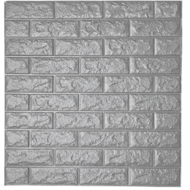 Imagem de Kit 10 Painel 3D Revestimento de Parede Prateado Tijolinho Autocolante Lorben