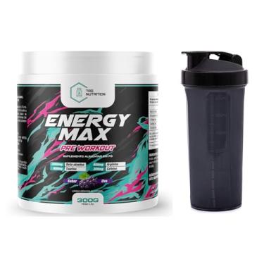 Imagem de Kit Pré-Treino Energy Max 300MG Com Cafeína Pre Workout - 300G - 60 Porções + Coqueteleira - TAG Nutrition (Limão)