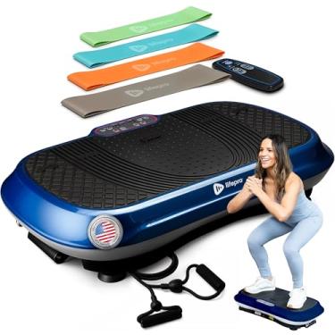 Imagem de Máquina de exercício com placa vibratória LifePro – Plataforma fitness vibratória para treino de corpo inteiro com faixas de laço – Equipamento de treino doméstico – Remoto, alças de equilíbrio