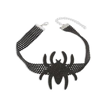 Imagem de Gargantilha Preta Aranha Gotica Renda Elástica Halloween Bruxa-Colar Preto Pescoço Gótico Festa Temática Vintage Retrô-Choker Feminina Mulher Aranha Elástico Datas Especiais Aniversário Filha Amigas
