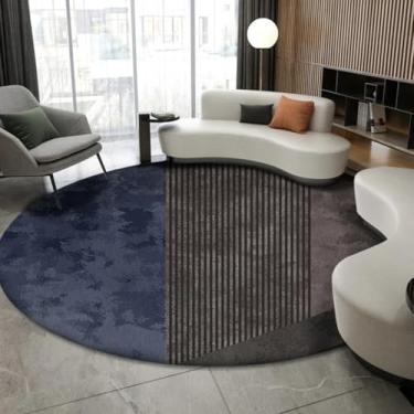Imagem de Tapetes redondos de pelo curto para decoração de sala de estar Tapetes para decoração de quarto Tapete espesso (200x200cm/E-66)