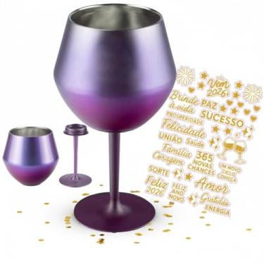 Imagem de Taça Copo 2 em 1 Térmica Inox 414ml Parede Dupla Camaleão Haste Removível Cartela de Adesivos Personalizável Presente Aniversário Festa Réveillon Amigo Secreto Vinho Cerveja Suco Espumantes Cocktail