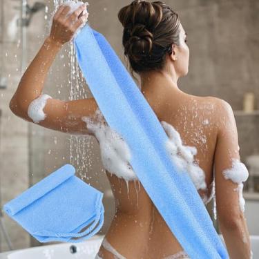 Imagem de 1 esfregão traseiro para chuveiro, esfoliante corporal esfoliante, toalha de banho traseira extensível, toalha de esfregar traseira longa para chuveiro, bucha suave para cuidados com a pele para banho