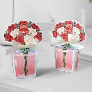 Imagem de 10 caixas de presente de buquê floral com fita - adorável design de tulipa 3D perfeito para assar, doces e lembrancinhas de festa, caixas de presente para assar design divertido, fita decorativa