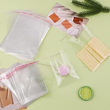 Imagem de 200 unidades de sacos de celofane autovedantes, sacos de guloseimas resseláveis de 7 x 13 cm para embalagem de pipocas de doces, biscoitos, saco de presente transparente para dia dos namorados, Páscoa