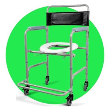 Imagem de Cadeira de Banho D30, Estrutura em Alumínio, Assento Antiderrapante, Altura Ajustável, Prata Diamond