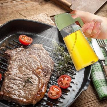 Imagem de Garrafa dispensadora de azeite de oliva - pulverizador de vidro 2 em 1, com função de pulverização/despejo, para cozinhar saudável, fritadeira a ar e molho de salada (verde)
