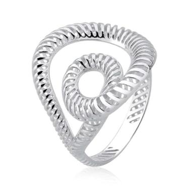 Imagem de Anel Feminino Prata 925 Original Legítima Grande 3D Rede em Circulos Vazados Softjoias (20)