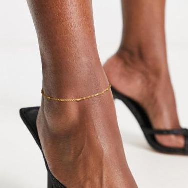 Imagem de Tornozeleira dourada feminina em forma de O pequena quadrada, 1,53 mm