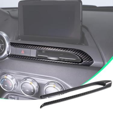 Imagem de Moldura de ar condicionado para saída de ar condicionado para Mazda MX-5 ND, acabamento do console de controle de ar condicionado estilo fibra de carbono compatível com Mazda MX-5 2016+ (grão de fibra