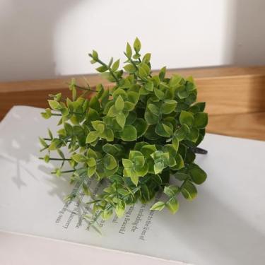 Imagem de Planta artificial – Folhas verdes de toque real para decoração de escritório em casa, grama sintética em vaso de baixa manutenção (Eucalipto)