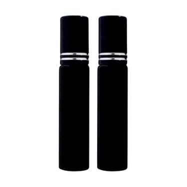 Imagem de Kit com 2 Mini Frasco Portátil de Perfume de Vidro Recarregável com Borrifador Spray Ideal para Levar na Bolsa Estojo de Maquiagem Prático e Compacto Com Capacidade de 10ml (Preto)