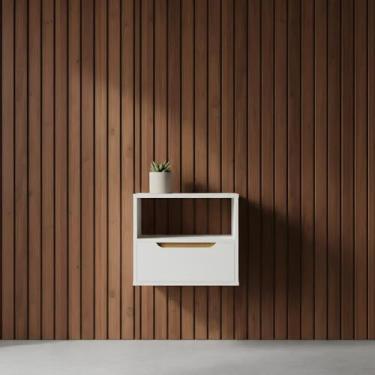 Imagem de Mesa de Cabeceira Suspensa 1 Gaveta Branco Pérola