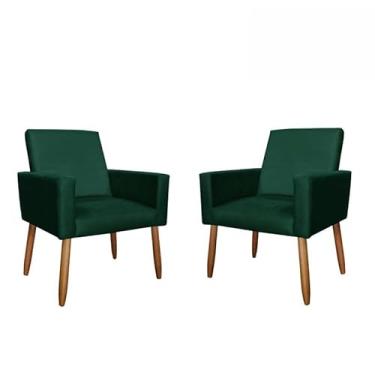 Imagem de Poltrona Decorativa de Suede com Pés Palito em Madeira Eucalipto – Confortável, Elegante e Resistente para Sala, Quarto e Escritório (Verde,80 cm)