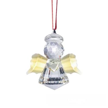 Imagem de Ornamento de anjo de cristal para pendurar, apanhador de sol de cristal transparente com corrente de pendurar para janelas, árvore de Natal, espelho retrovisor de carro, decoração de casamento