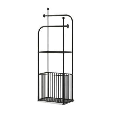 Imagem de porta-toalhas Toalheiro de banheiro, rack armazenamento metal moderno para, prateleira(Preto)