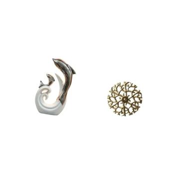 Imagem de Fenteer Escultura de Parede Moderna E Abstrata de Golfinho em Cerâmica E Metal para Decoração de Escritório, Sala de Estar, Lareira, Suporte de TV Ou Mesa de