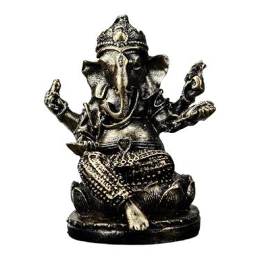 Imagem de Generic Estátua do Senhor Ganesha, escultura religiosa de Buda, peça decorativa colecionável, ornamento, estatueta de Ganesha para painel de carro ou estante, Bronze 4.7x4.2x6cm