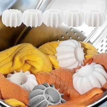 Imagem de 5 peças de bolas de silicone reutilizáveis anti-enrolamento roupa bola de limpeza de fiapos acessório para máquina de lavar casa, branco (3 x 4,3 cm)