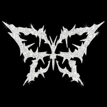 Imagem de Adesivo de PVC brilhante borboleta brilhante arco-íris autoadesivo impermeável fácil de aplicar para carros, laptops, caminhões, motocicletas, parede, janela, bagagem, (branco)